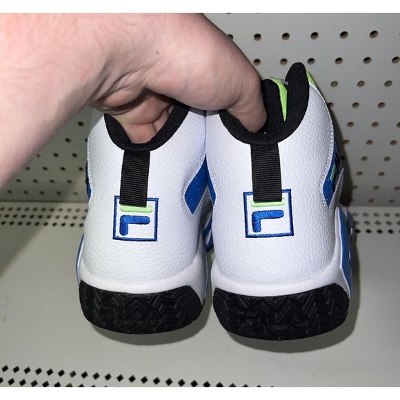 FILA MB Mens Basketball Shoes Size 9.5 White Blue Neon Green Jamal Mashburn - Picture 3 of 9